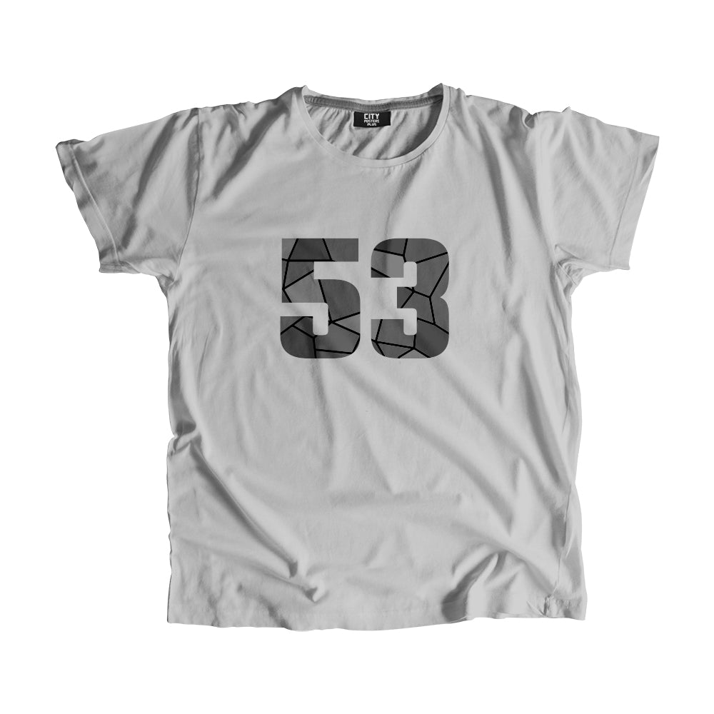 53 Number Men Unisex T-Shirt (Melange Grey)| Classic Numeric Graphic Tee