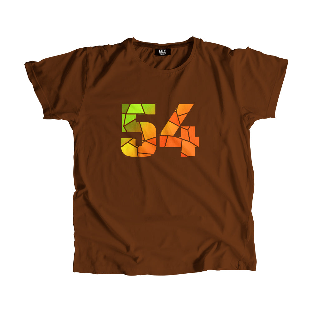 54 Number Men Unisex T-Shirt (Brown)| Classic Numeric Graphic Tee