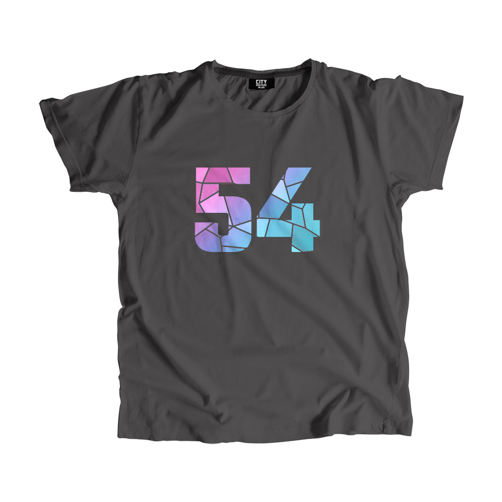 54 Number Men Unisex T-Shirt (Charcoal Grey)| Classic Numeric Graphic Tee