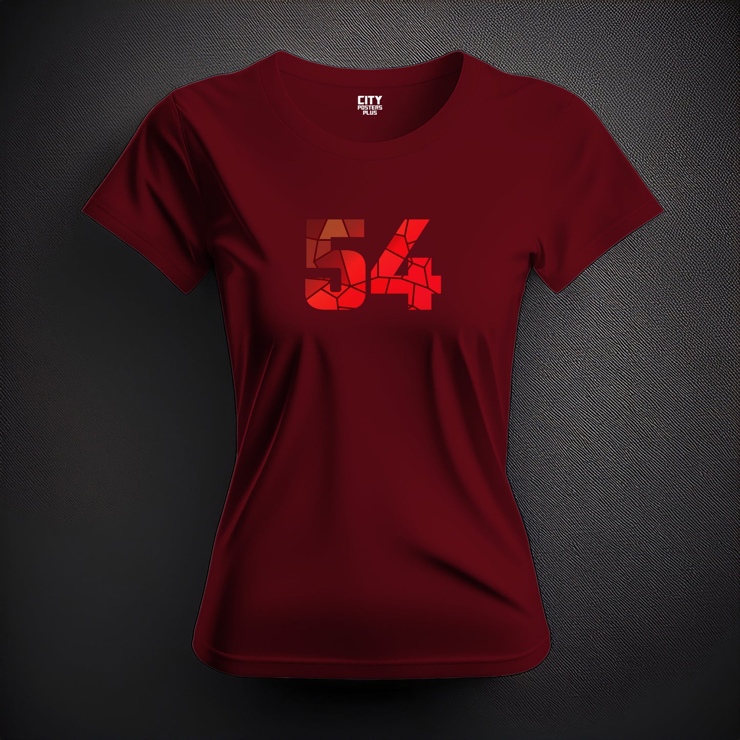 54 Number Women T-Shirt (Maroon) | Stylish Numeric Graphic Tee