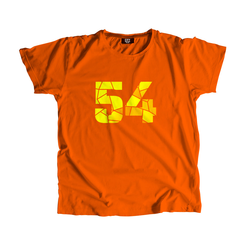 54 Number Men Unisex T-Shirt (Orange)| Classic Numeric Graphic Tee