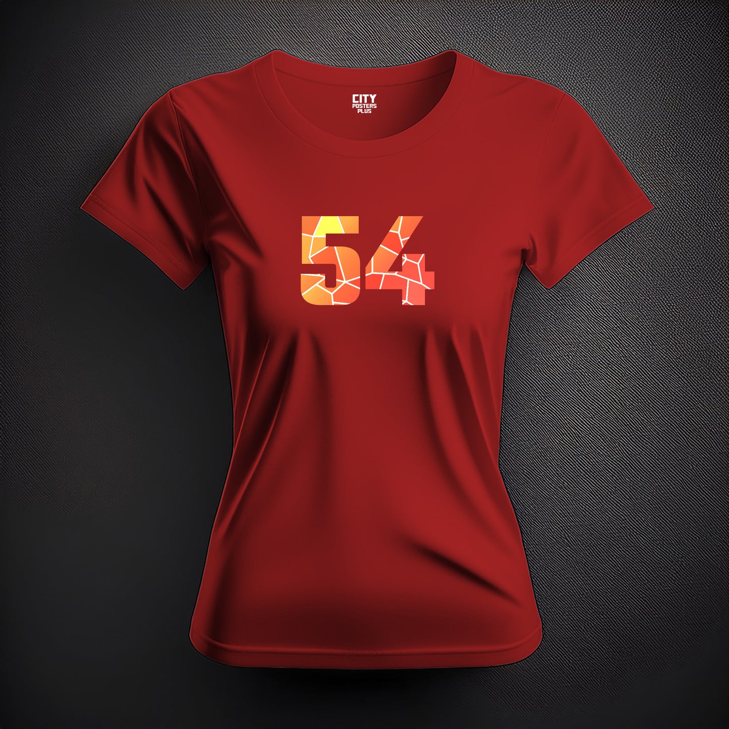 54 Number Women T-Shirt (Red) | Stylish Numeric Graphic Tee