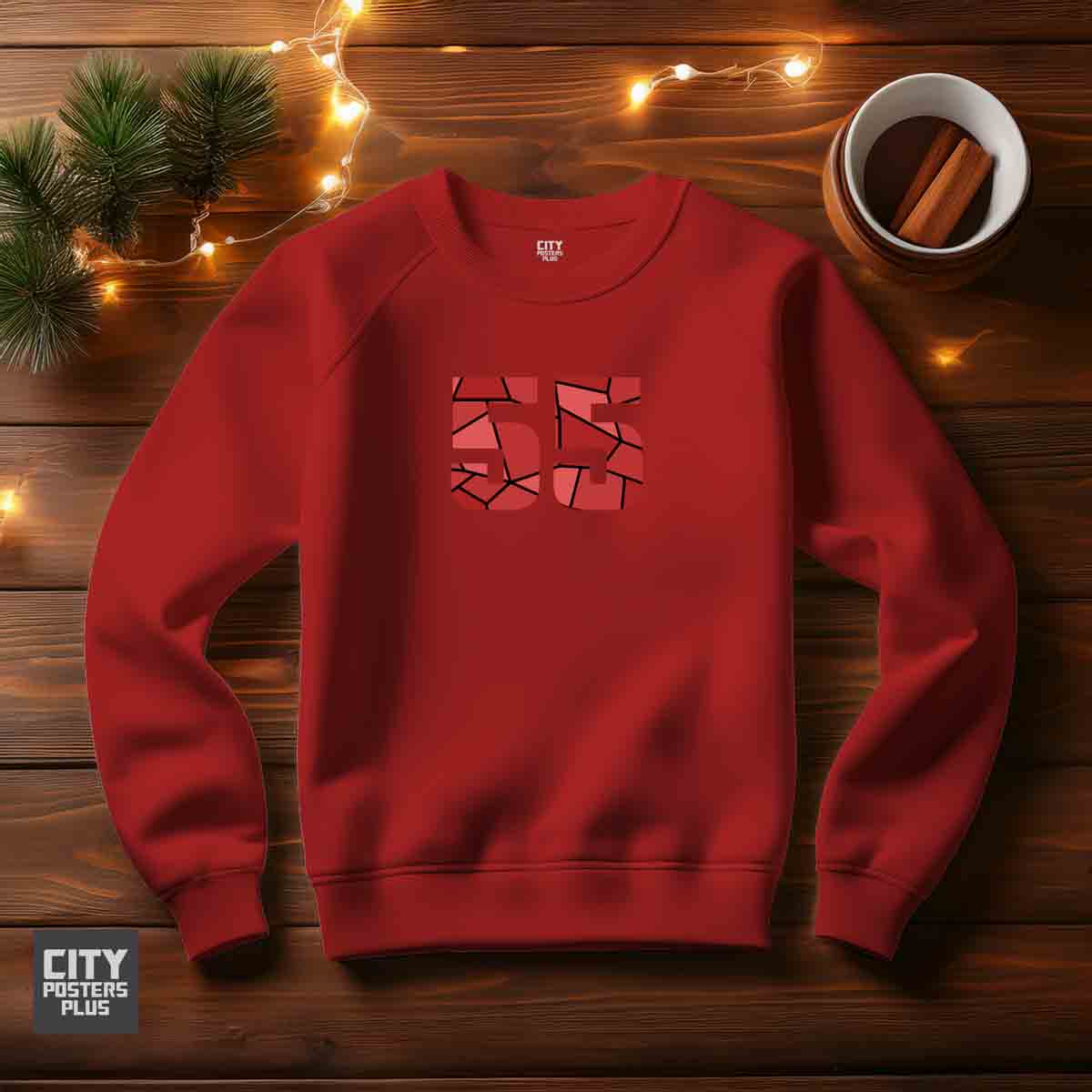 55 Number Unisex Sweatshirt (Red) Premium Graphic Crewneck