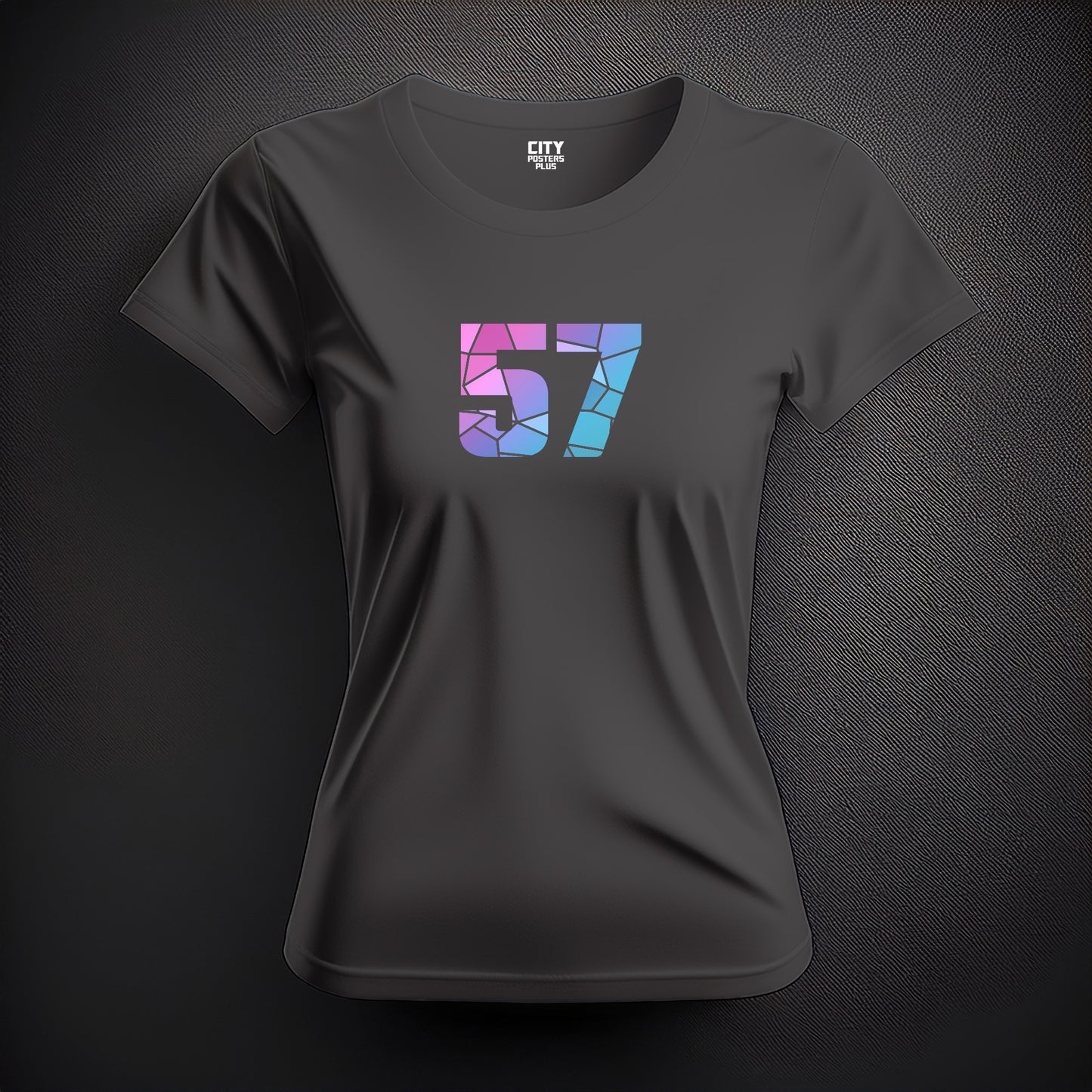57 Number Women T-Shirt (Charcoal Grey) | Stylish Numeric Graphic Tee