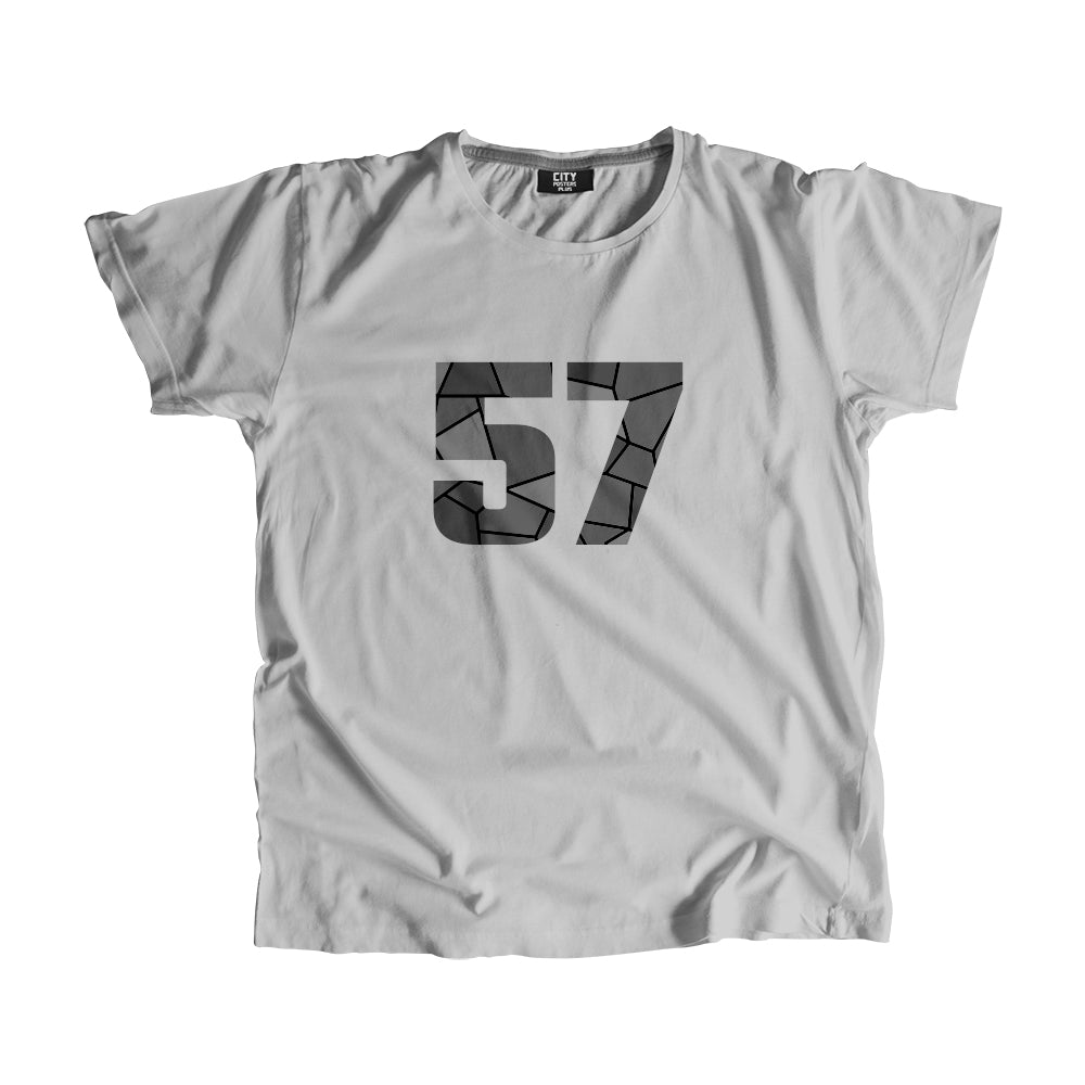 57 Number Men Unisex T-Shirt (Melange Grey)| Classic Numeric Graphic Tee