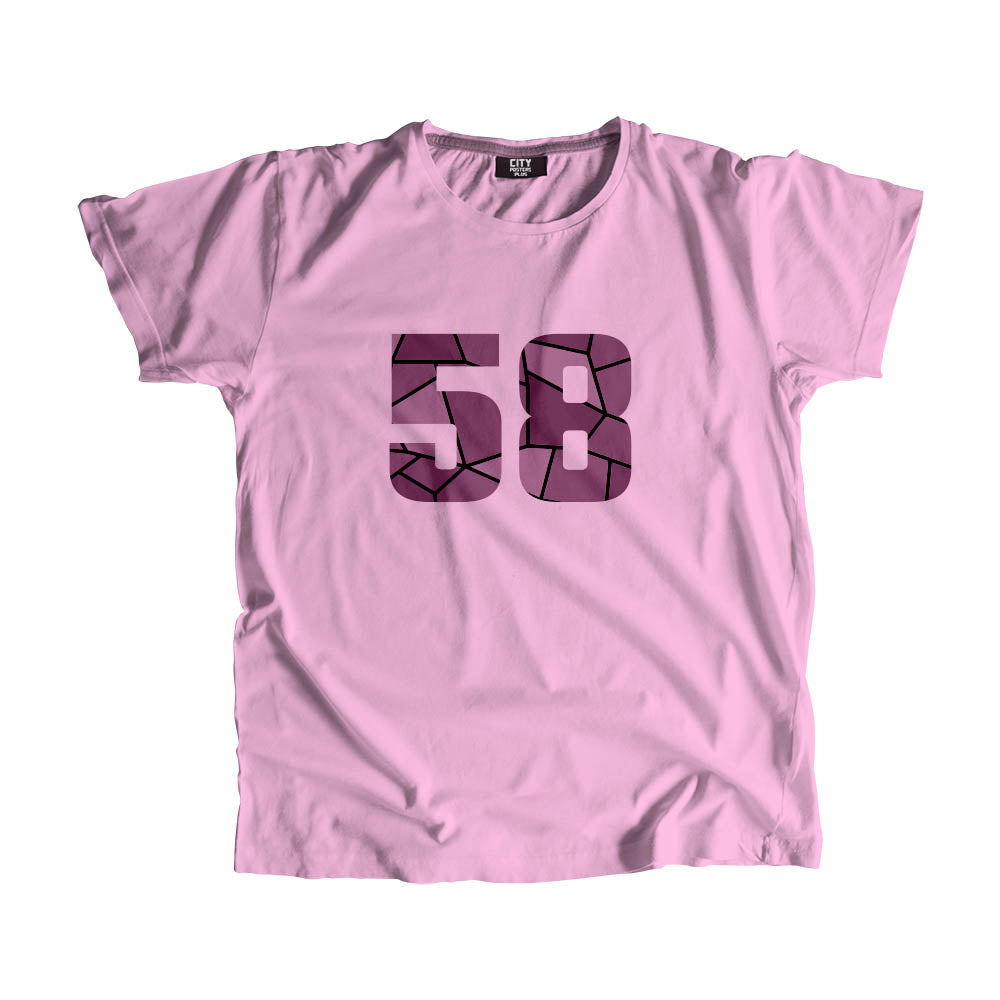 58 Number Men Unisex T-Shirt (Light Pink)| Classic Numeric Graphic Tee