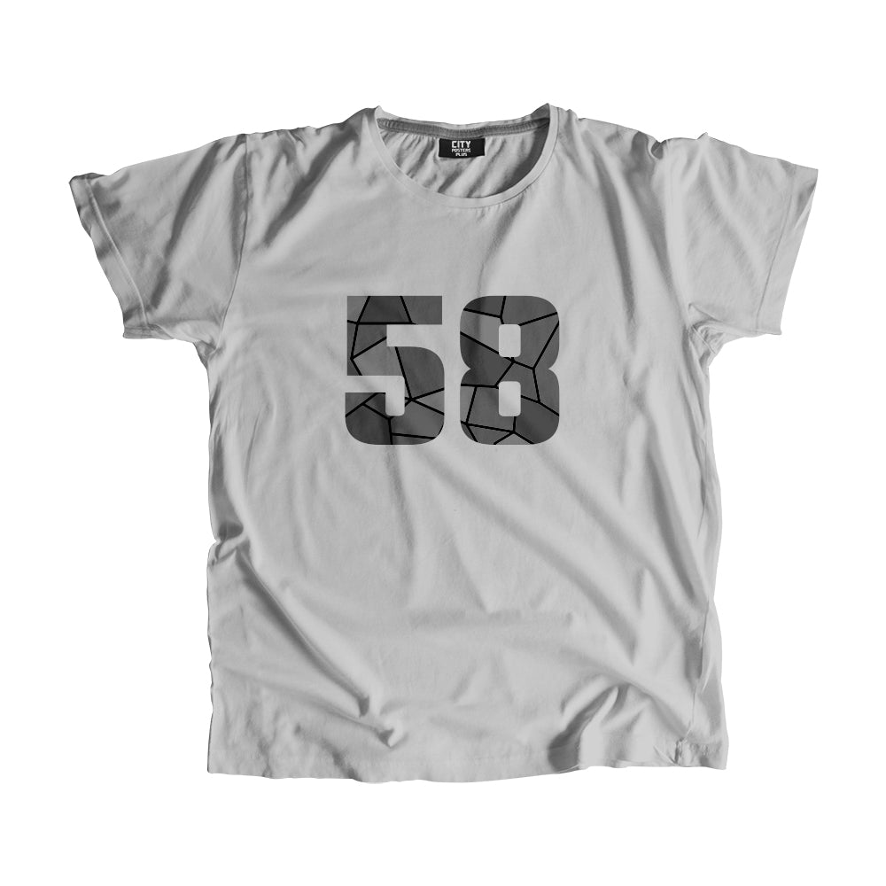 58 Number Men Unisex T-Shirt (Melange Grey)| Classic Numeric Graphic Tee