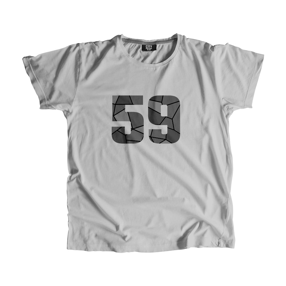 59 Number Men Unisex T-Shirt (Melange Grey)| Classic Numeric Graphic Tee