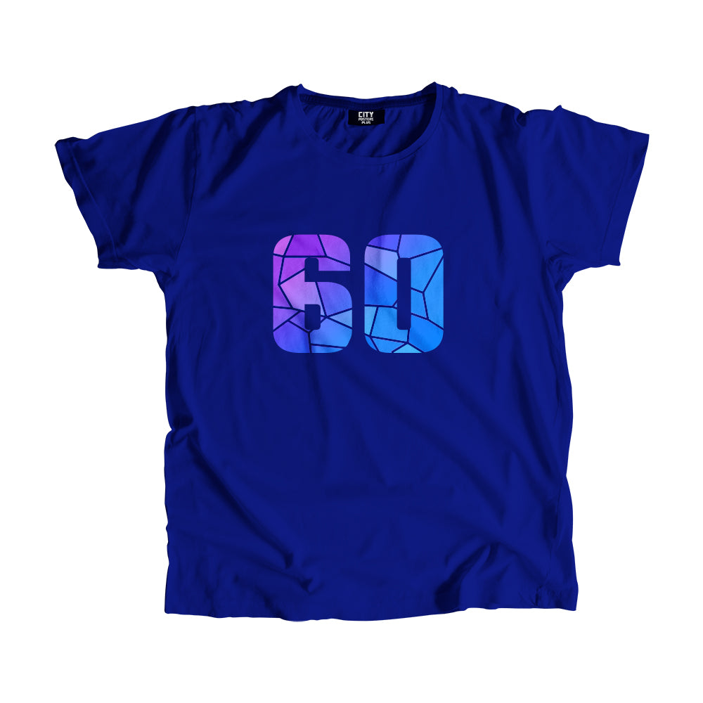 60 Number Men Unisex T-Shirt (Royal Blue)| Classic Numeric Graphic Tee
