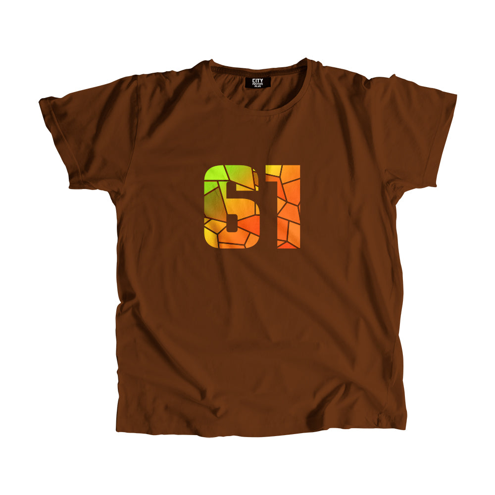 61 Number Men Unisex T-Shirt (Brown)| Classic Numeric Graphic Tee