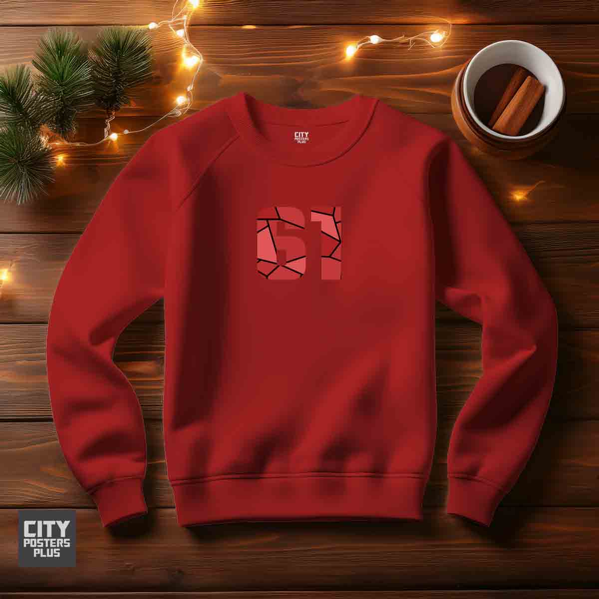 61 Number Unisex Sweatshirt (Red) Premium Graphic Crewneck