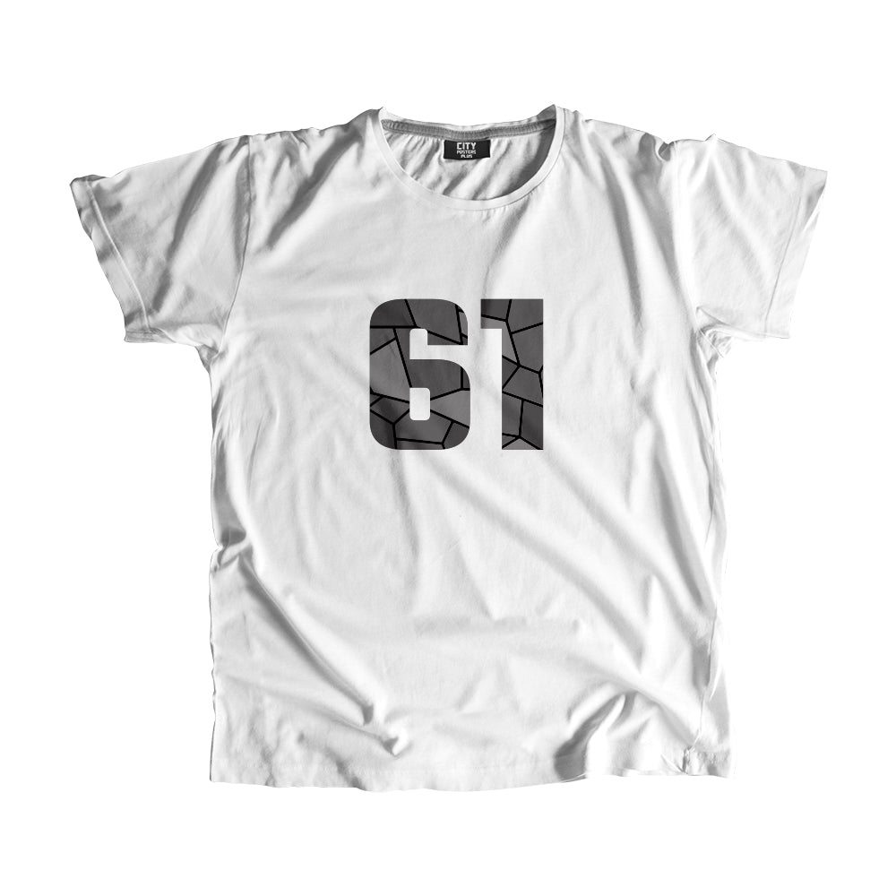 61 Number Men Unisex T-Shirt (White)| Classic Numeric Graphic Tee