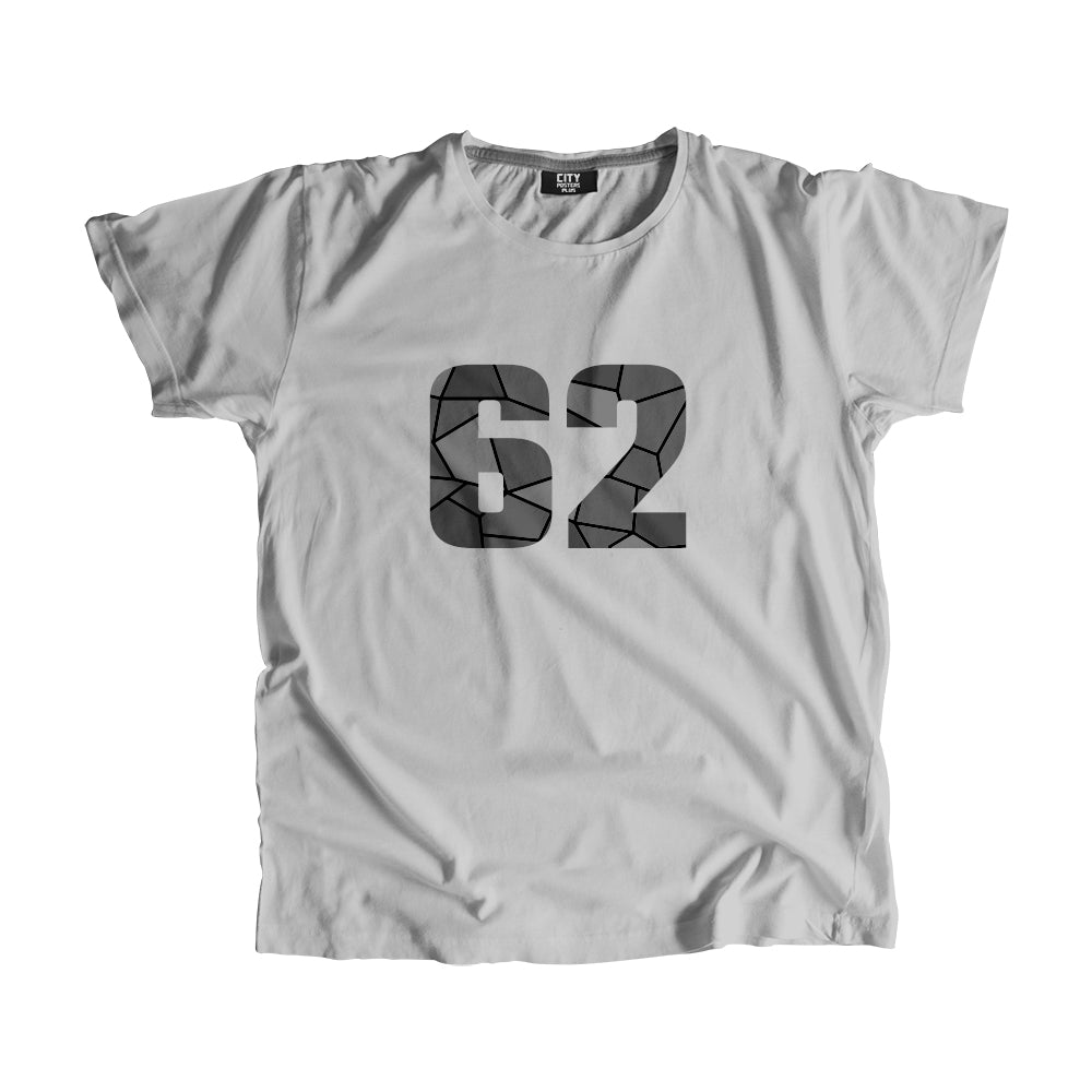 62 Number Men Unisex T-Shirt (Melange Grey)| Classic Numeric Graphic Tee