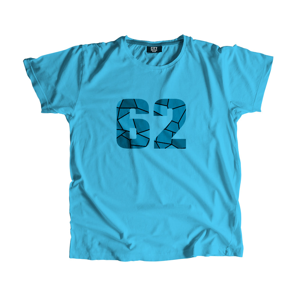 62 Number Men Unisex T-Shirt (Sky Blue)| Classic Numeric Graphic Tee
