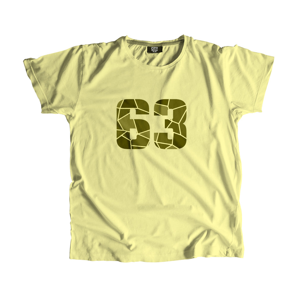63 Number Men Unisex T-Shirt (Butter Yellow)| Classic Numeric Graphic Tee