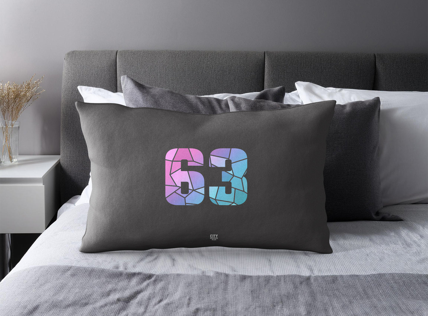 63 Number Square & Rectangle Pillow Cases | Modern Numeric Throw Pillow Covers | Print Deliver Plus by City Posters Plus