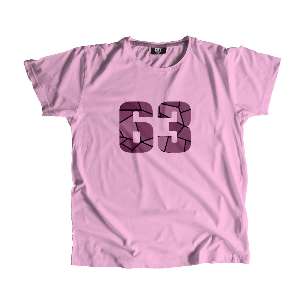 63 Number Men Unisex T-Shirt (Light Pink)| Classic Numeric Graphic Tee