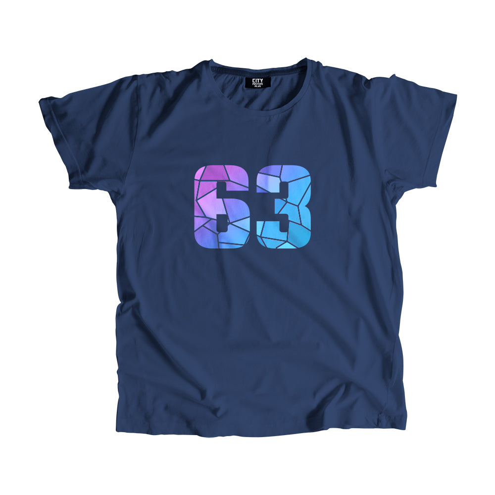 63 Number Men Unisex T-Shirt (Navy Blue)| Classic Numeric Graphic Tee