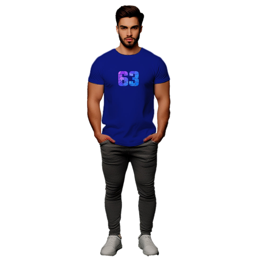 63 Number Men Unisex T-Shirt (Royal Blue)