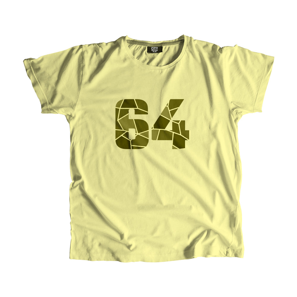 64 Number Men Unisex T-Shirt (Butter Yellow)| Classic Numeric Graphic Tee