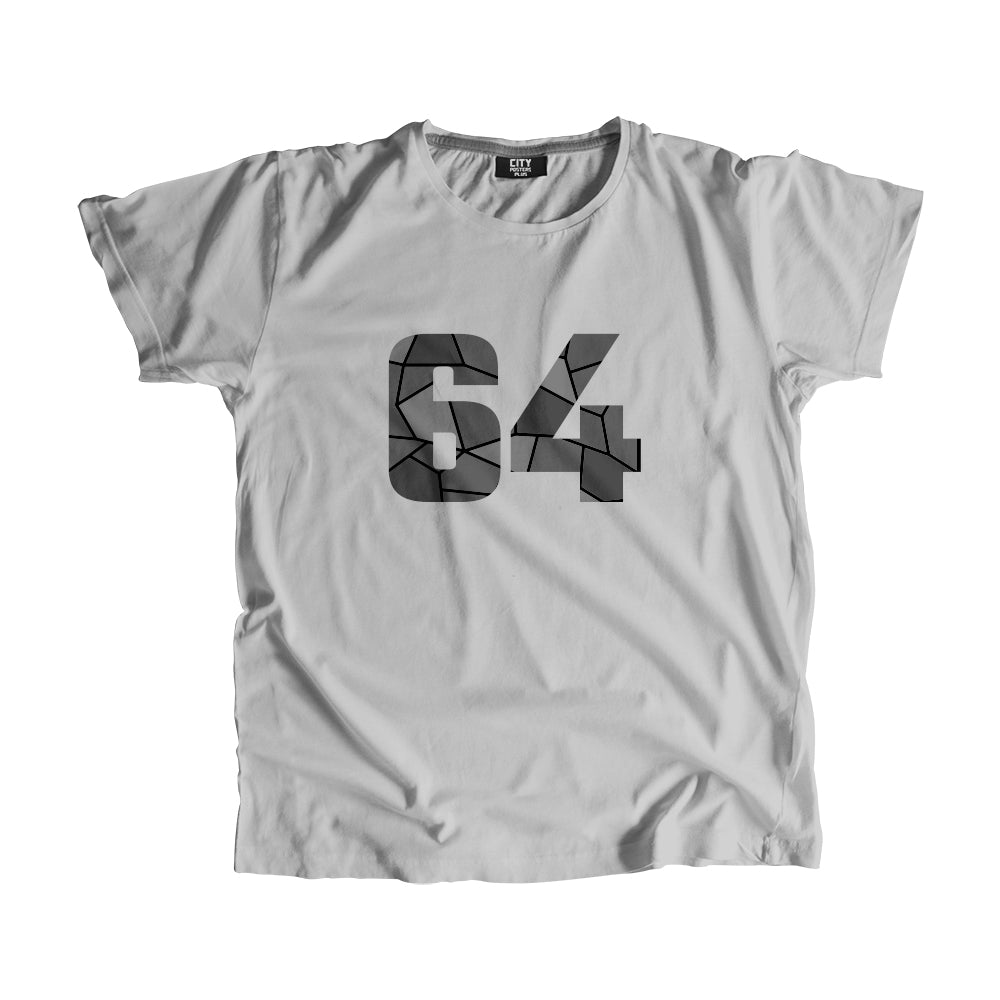 64 Number Men Unisex T-Shirt (Melange Grey)| Classic Numeric Graphic Tee