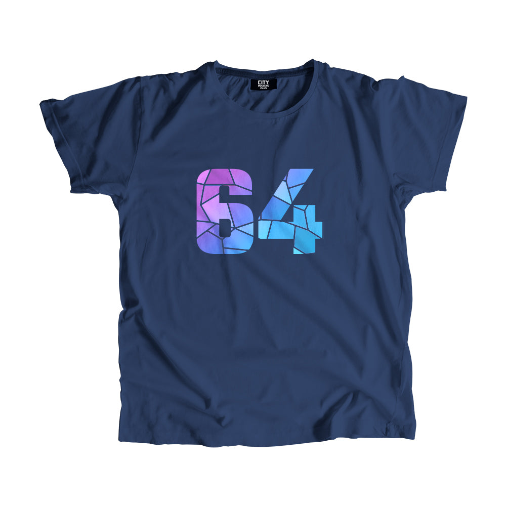 64 Number Men Unisex T-Shirt (Navy Blue)| Classic Numeric Graphic Tee
