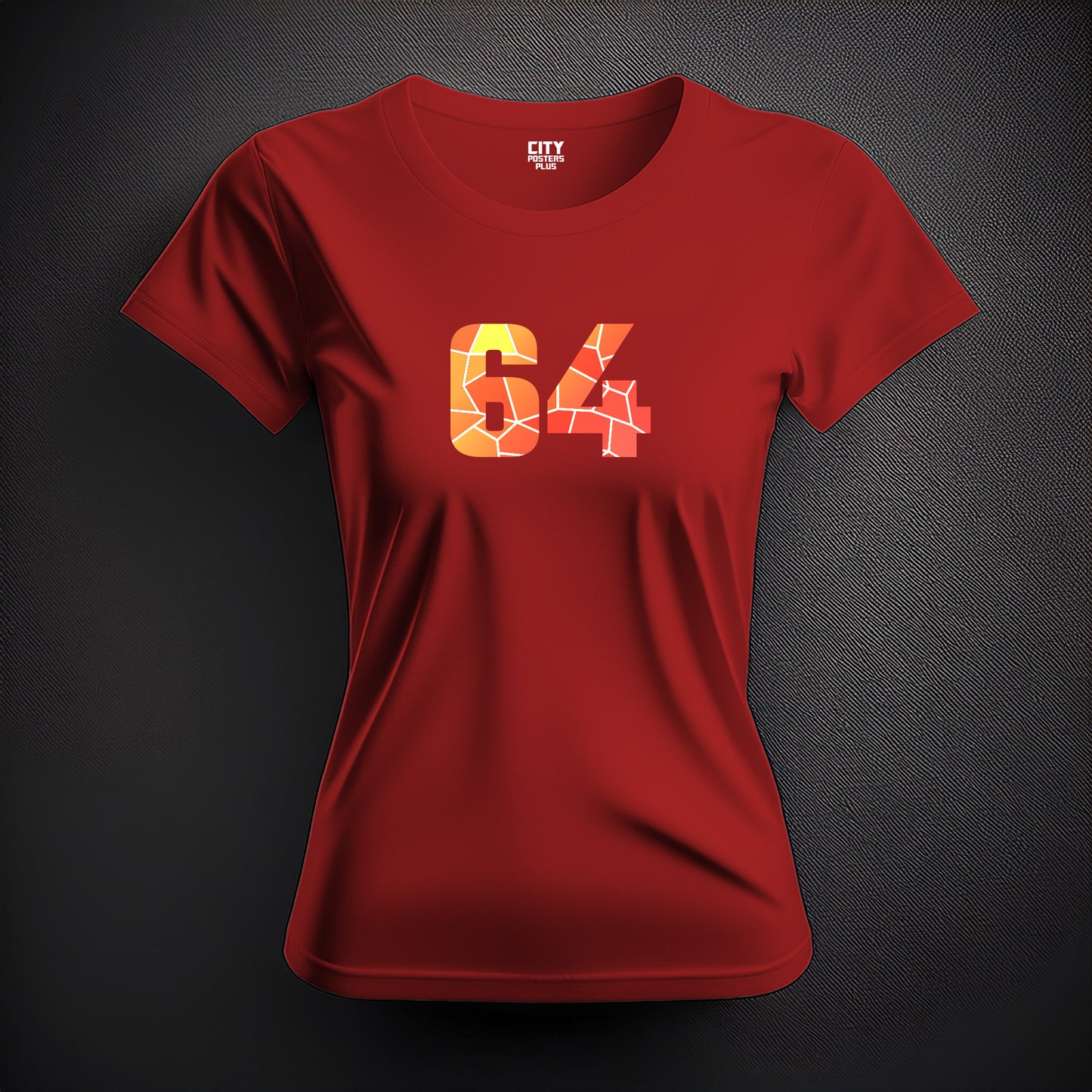 64 Number Women T-Shirt (Red) | Stylish Numeric Graphic Tee