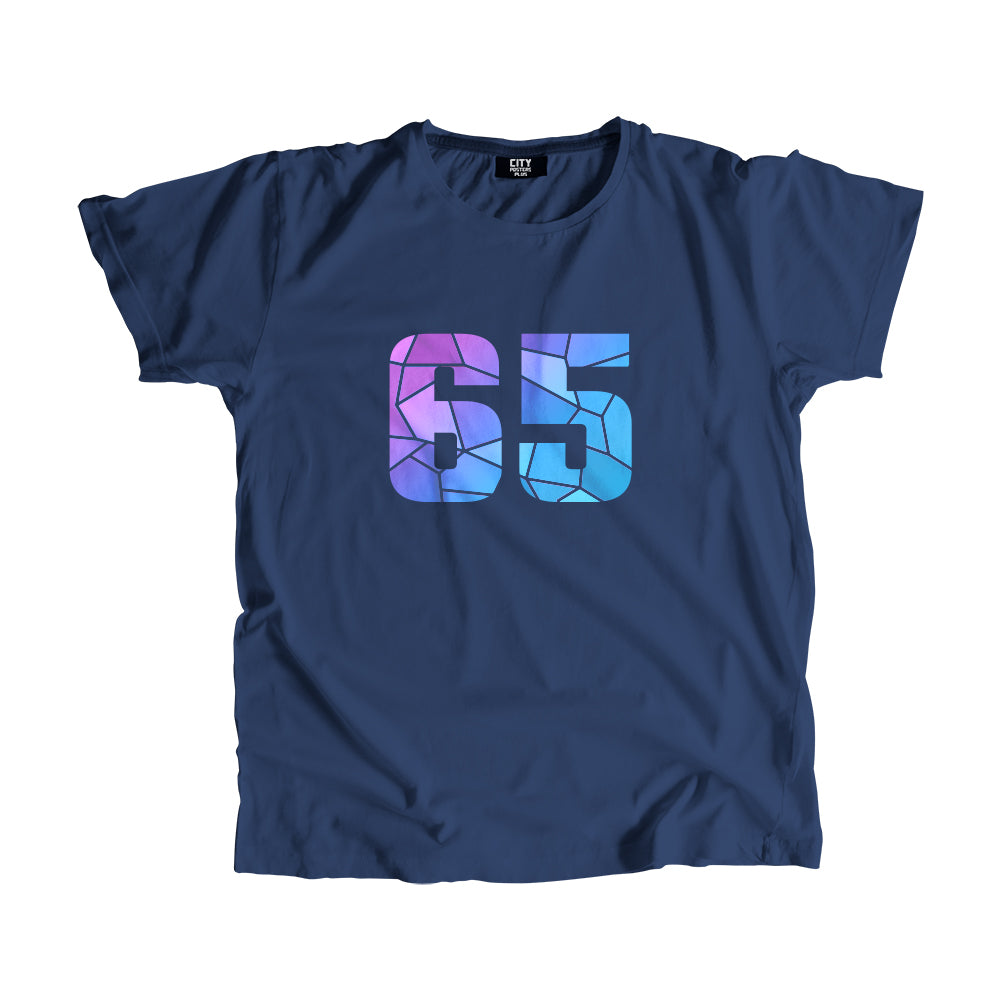65 Number Men Unisex T-Shirt (Navy Blue)| Classic Numeric Graphic Tee