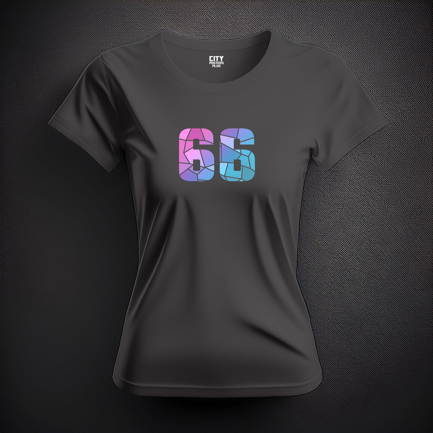 Number 66 Women T-Shirt (Charcoal Grey) | Stylish Numeric Graphic Tee