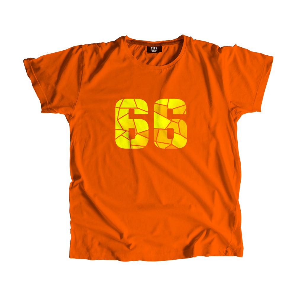 66 Number Men Unisex T-Shirt (Orange)| Classic Numeric Graphic Tee