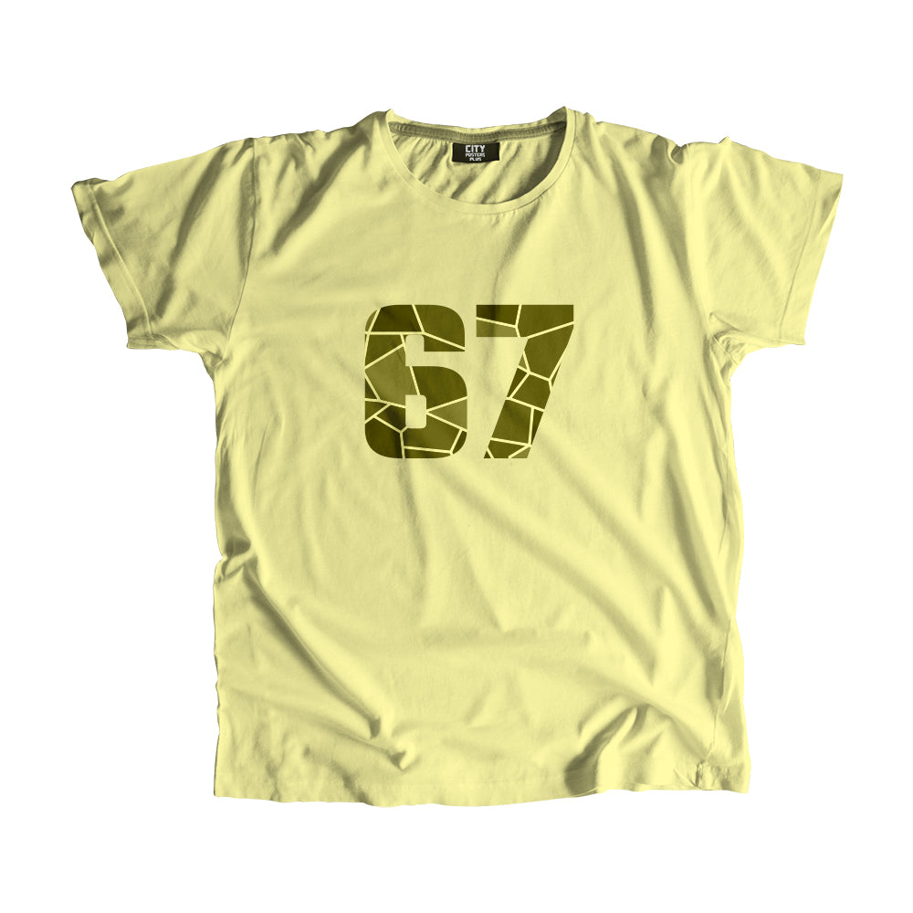 67 Number Men Unisex T-Shirt (Butter Yellow)| Classic Numeric Graphic Tee