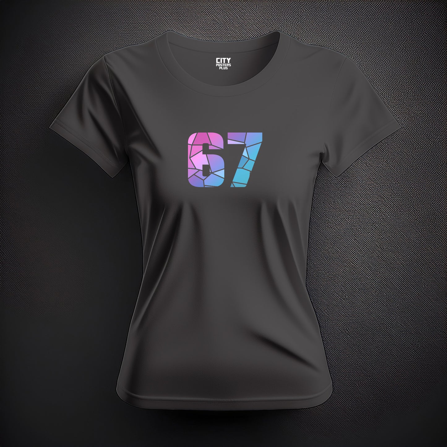 Number 67 Women T-Shirt (Charcoal Grey) | Stylish Numeric Graphic Tee