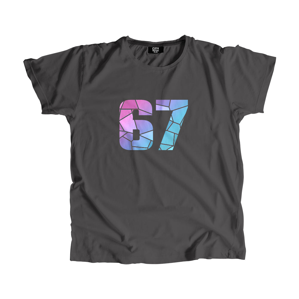 67 Number Men Unisex T-Shirt (Charcoal Grey)| Classic Numeric Graphic Tee