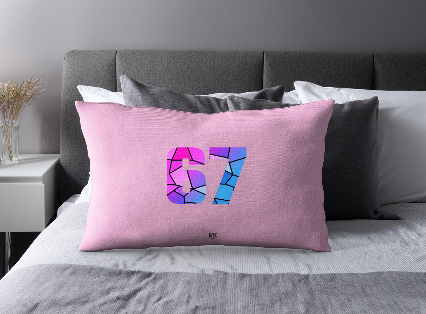 67 Number Square & Rectangle Pillow Cases | Modern Numeric Throw Pillow Covers | Print Deliver Plus by City Posters Plus