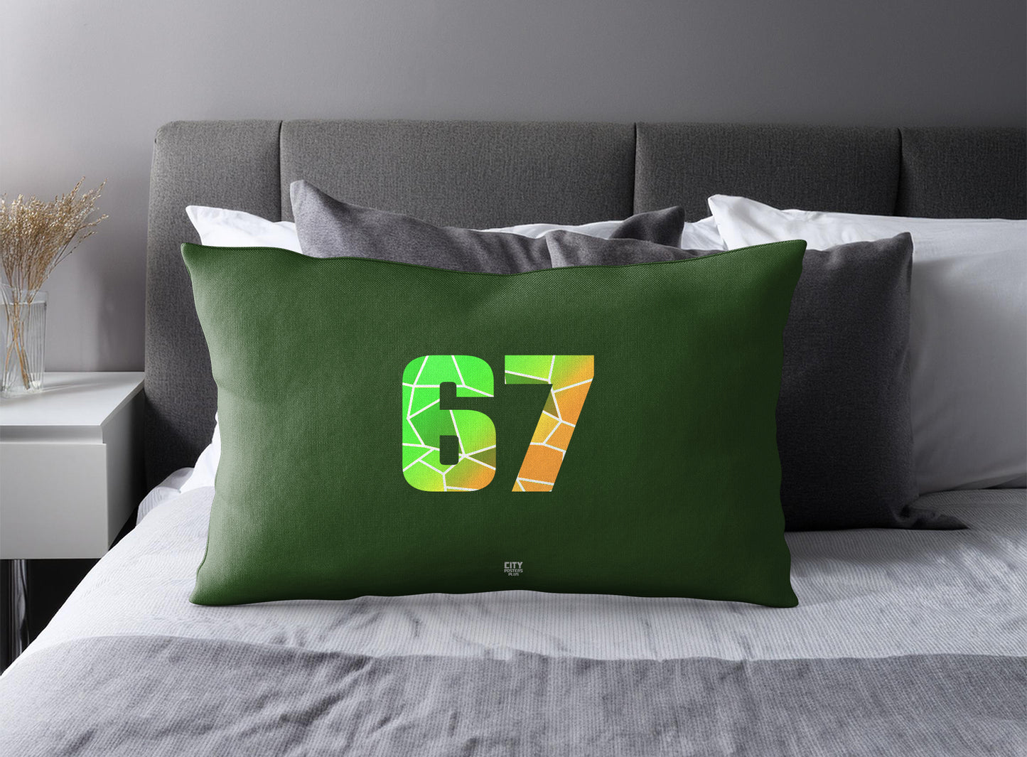 67 Number Square & Rectangle Pillow Cases | Modern Numeric Throw Pillow Covers | Print Deliver Plus by City Posters Plus