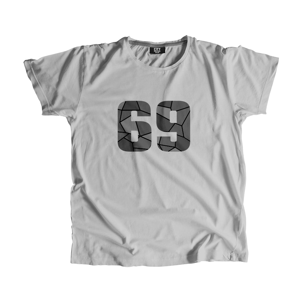 69 Number Men Unisex T-Shirt (Melange Grey)| Classic Numeric Graphic Tee