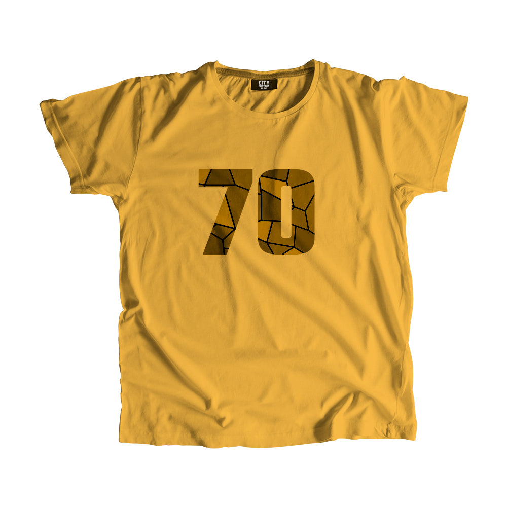 70 Number Men Unisex T-Shirt (Golden Yellow)| Classic Numeric Graphic Tee
