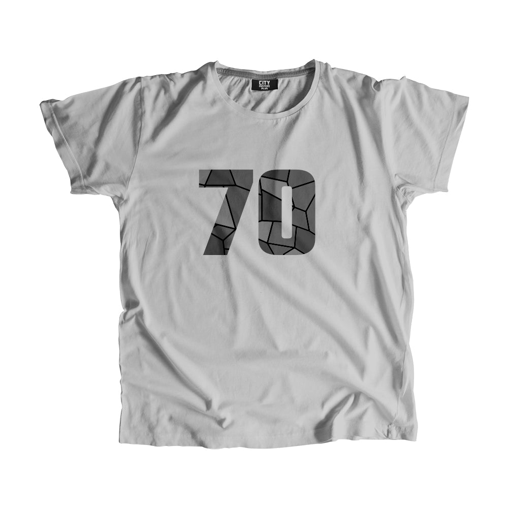 70 Number Men Unisex T-Shirt (Melange Grey)| Classic Numeric Graphic Tee