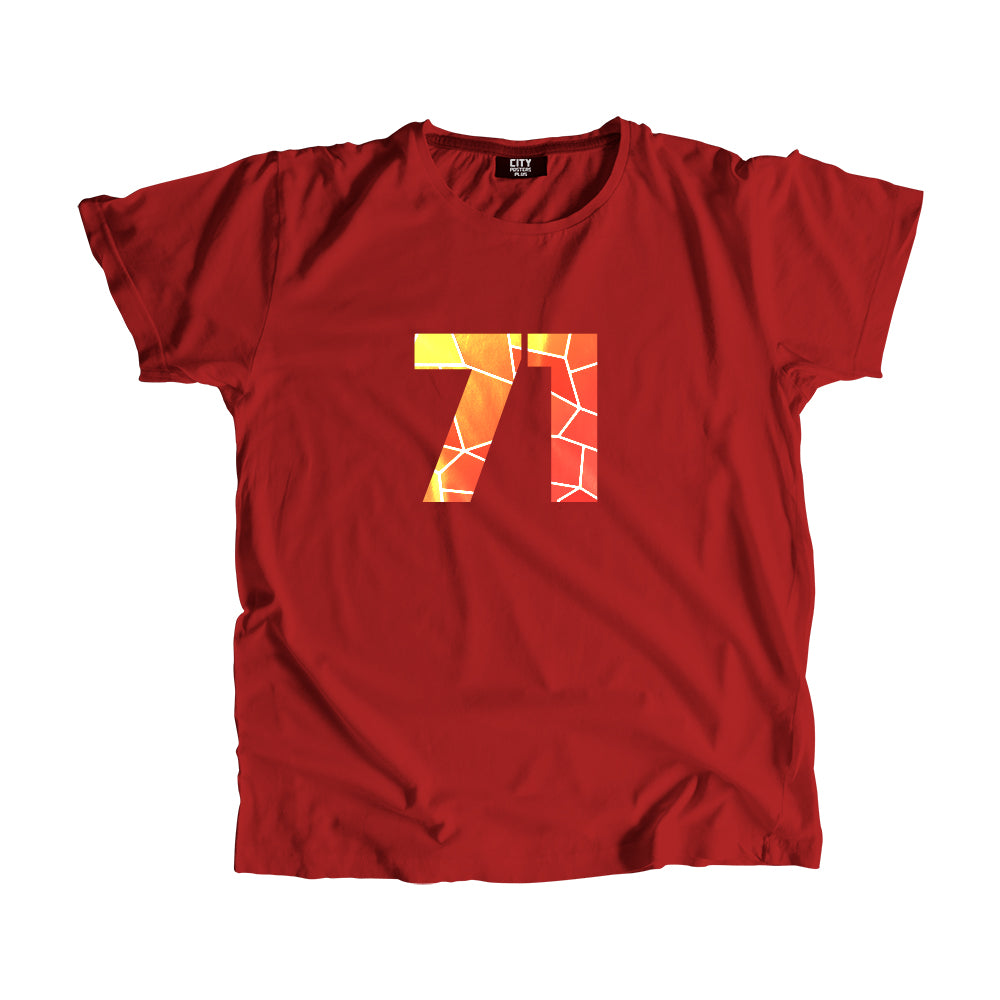 71 Number Men Unisex T-Shirt (Red)| Classic Numeric Graphic Tee