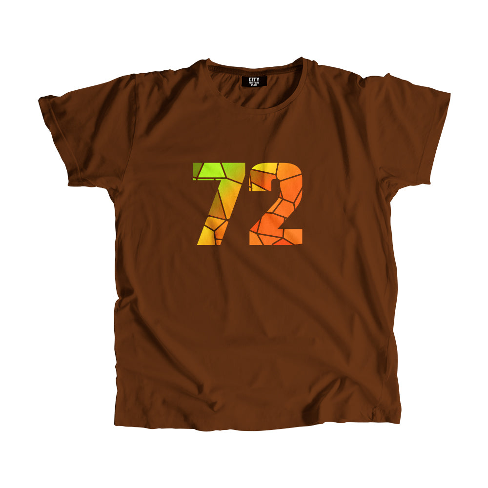 72 Number Men Unisex T-Shirt (Brown)| Classic Numeric Graphic Tee