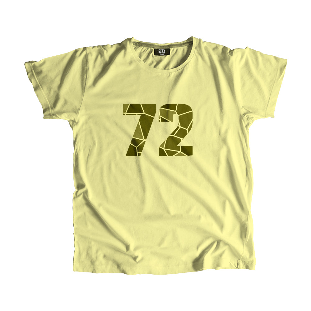 72 Number Men Unisex T-Shirt (Butter Yellow)| Classic Numeric Graphic Tee