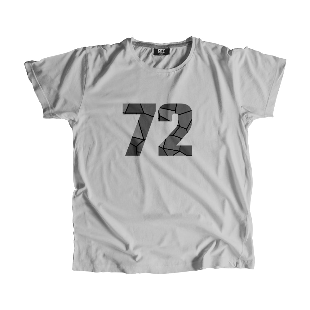 72 Number Men Unisex T-Shirt (Melange Grey)| Classic Numeric Graphic Tee