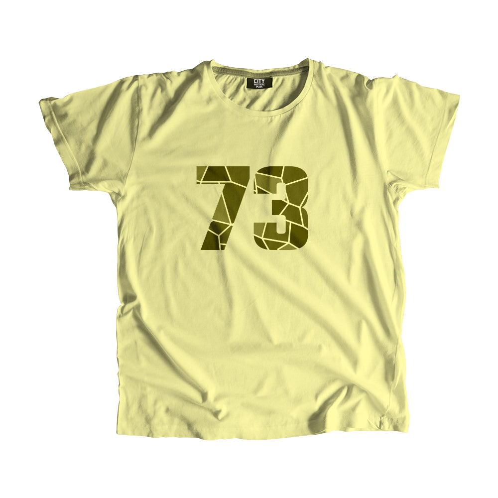 73 Number Men Unisex T-Shirt (Butter Yellow)| Classic Numeric Graphic Tee