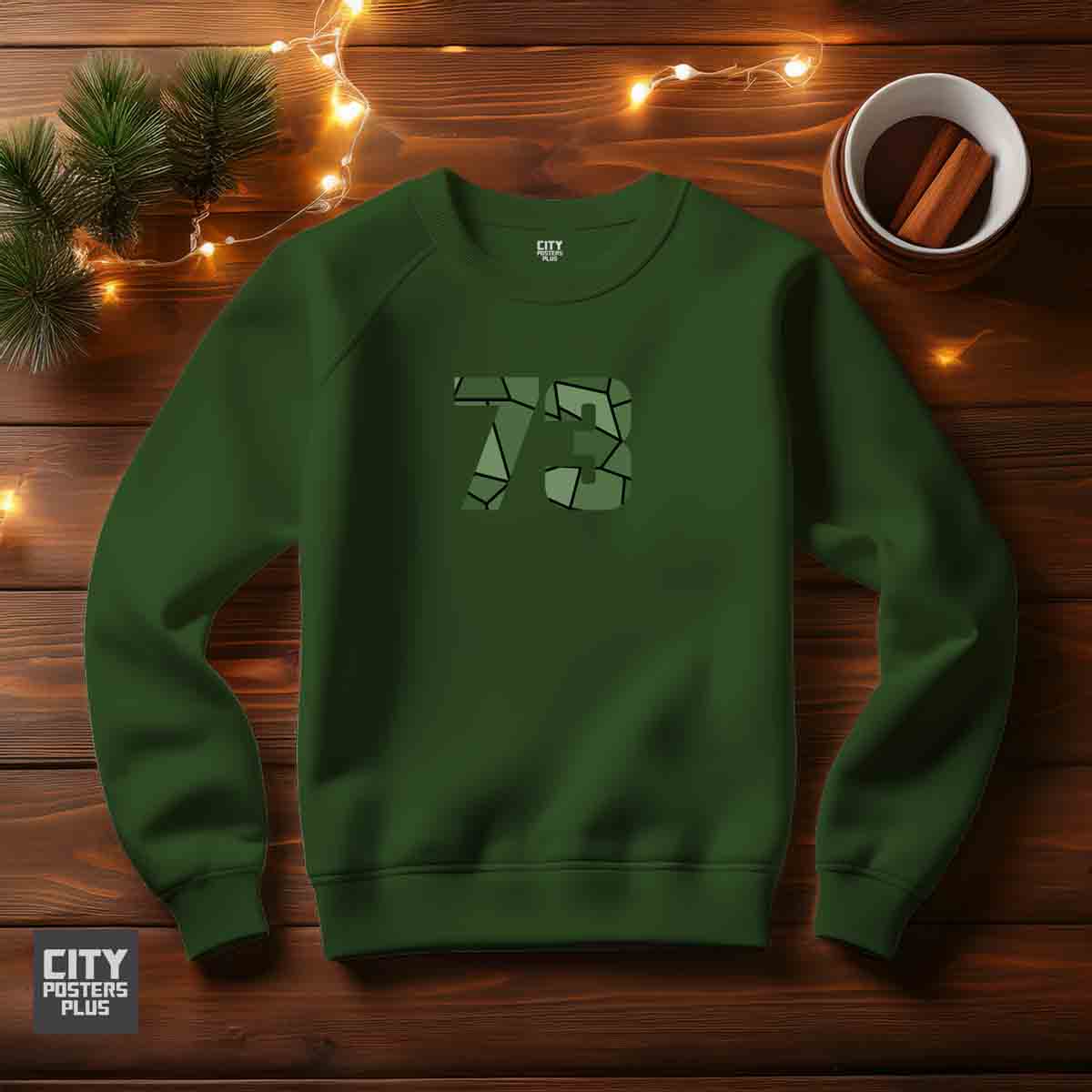 73 Number Unisex Sweatshirt (Olive Green) Premium Graphic Crewneck
