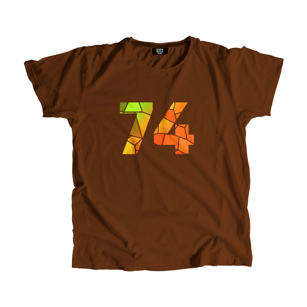 74 Number Men Unisex T-Shirt (Brown)| Classic Numeric Graphic Tee