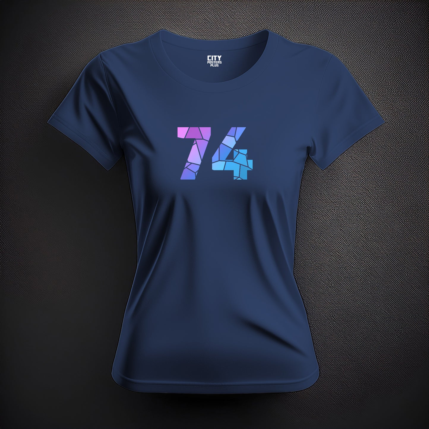 74 Number Women T-Shirt (Navy Blue) | Stylish Numeric Graphic Tee