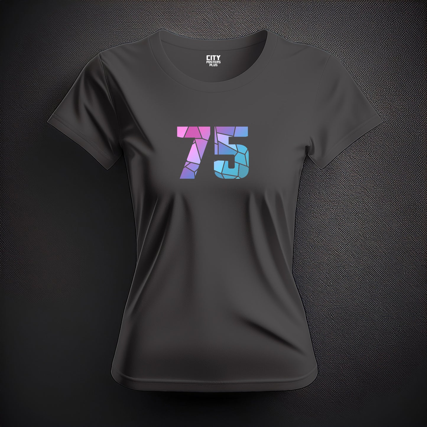 75 Number Women T-Shirt (Charcoal Grey) | Stylish Numeric Graphic Tee