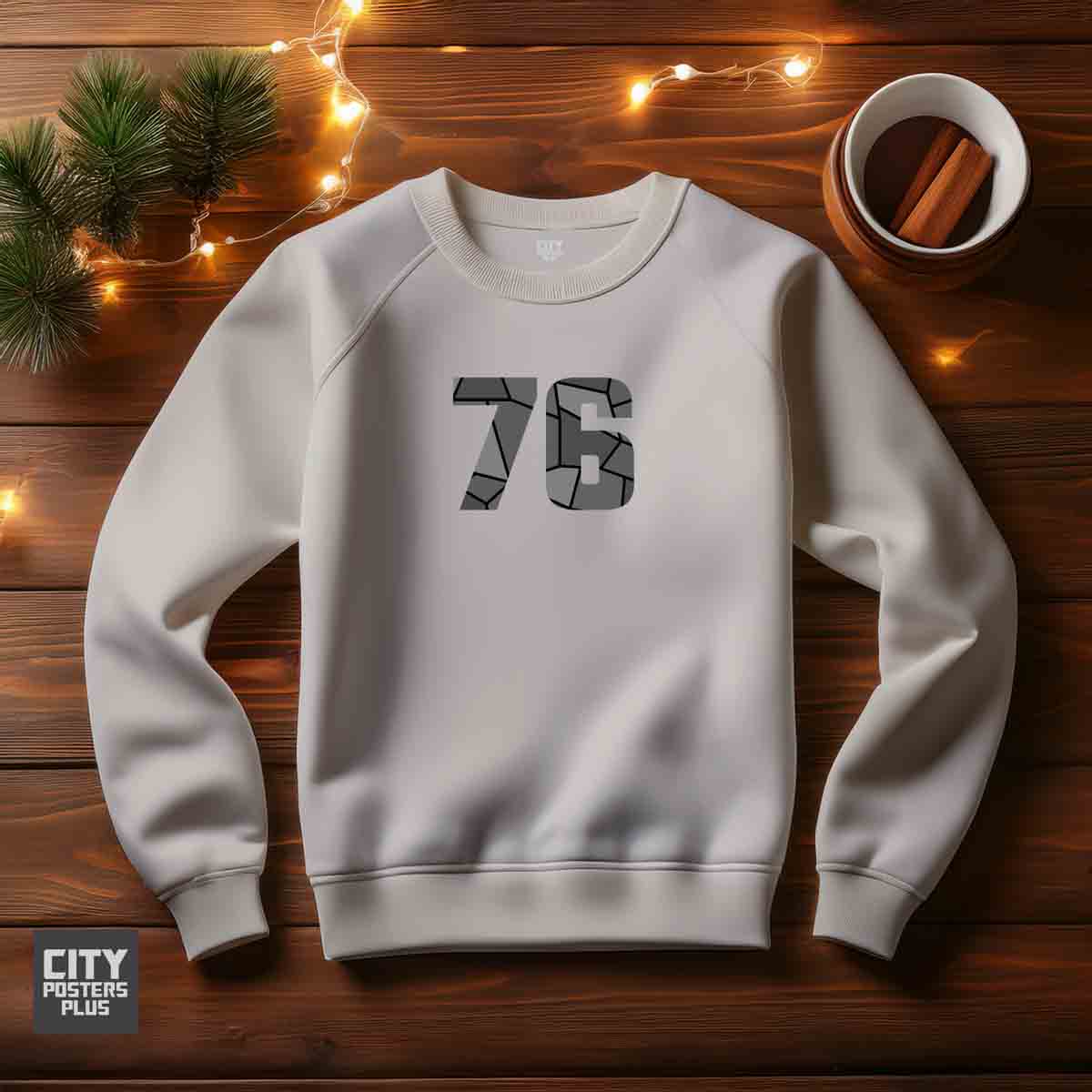 76 Number Unisex Sweatshirt (Melange Grey) Premium Graphic Crewneck