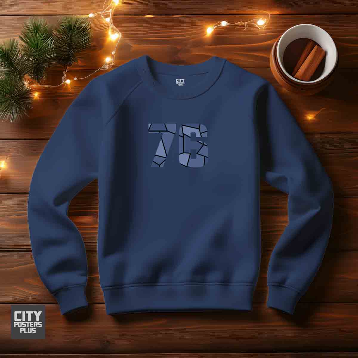 76 Number Unisex Sweatshirt (Navy Blue) Premium Graphic Crewneck