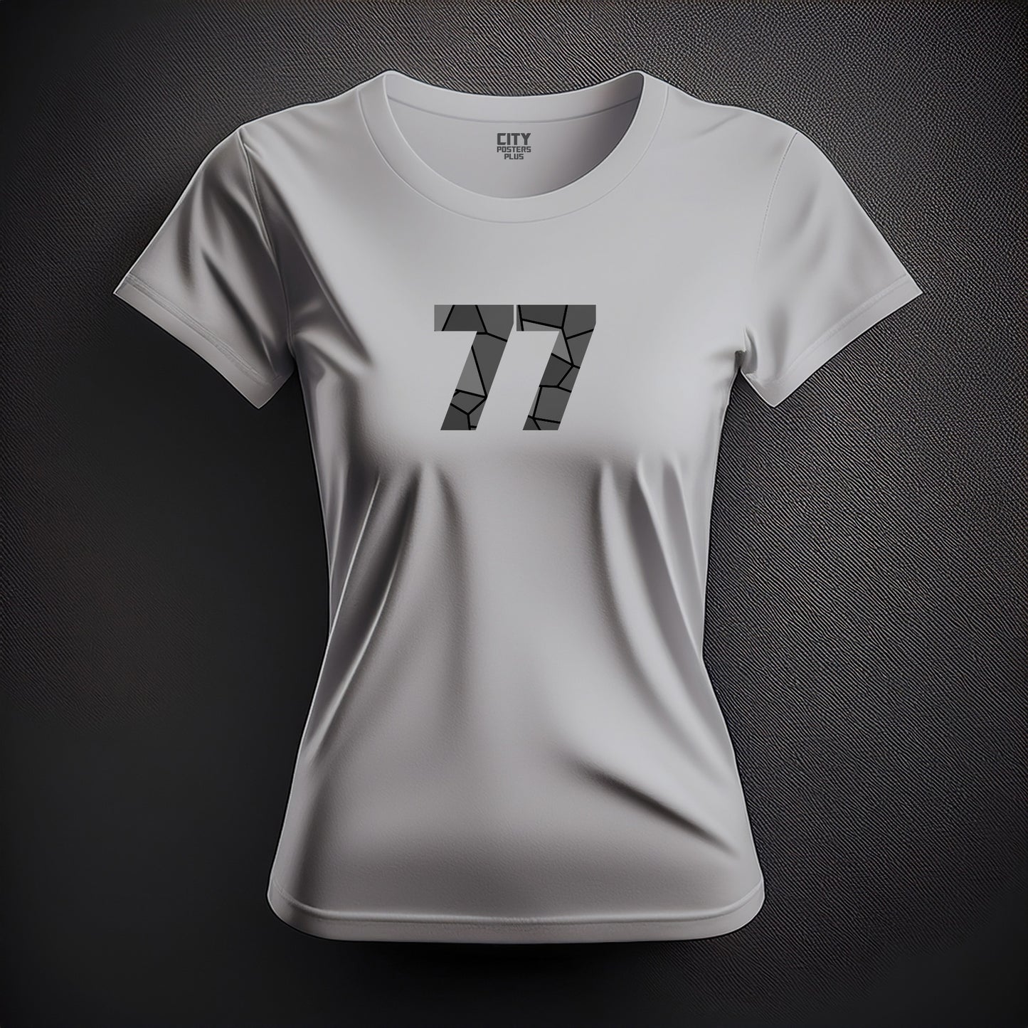 77 Number Women T-Shirt (Melange Grey) | Stylish Numeric Graphic Tee